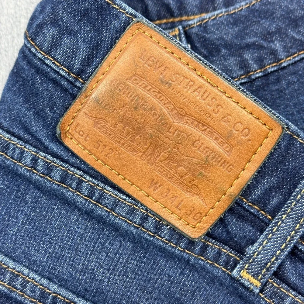 Levis Jeans Mens 34‎ Dark Blue 512 Wash Denim Slim Taper Premium Zip Fly Classic